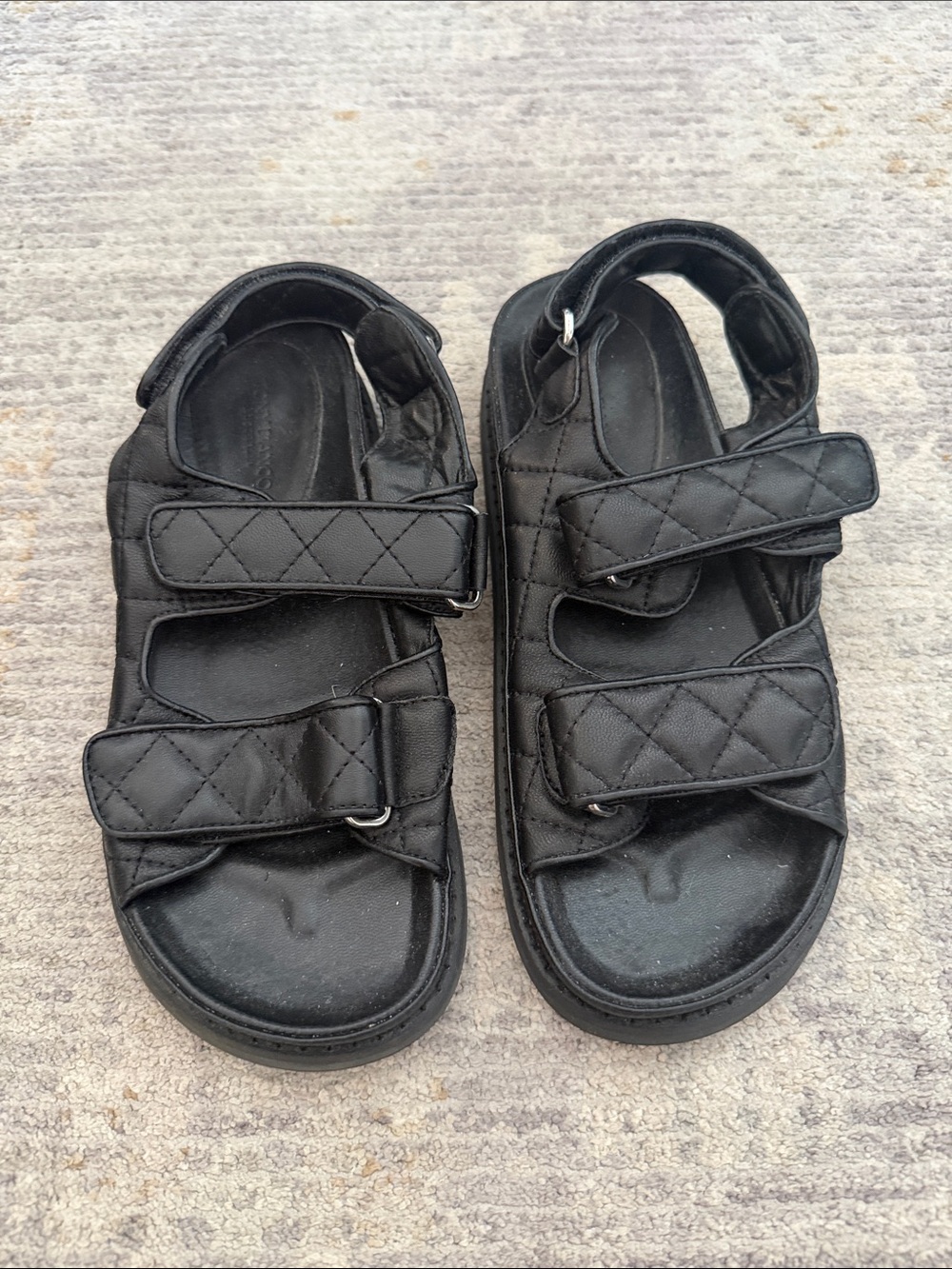 Tony Bianco Black Quilted Dual-Strap Sandals